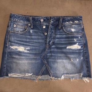 High waisted denim skirt